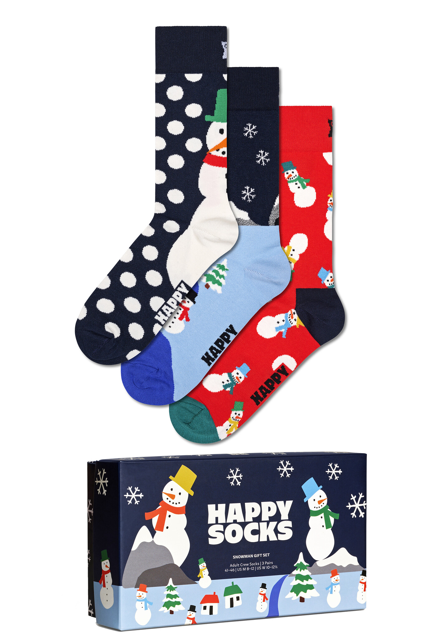 Happy Socks Happy Socks Dames Heren Sokken Sneeuwpop Giftbox Kerstsokken 3 Pack