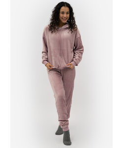 Apollo Ladies House Suit Loungewear Fleece Incl Hood Pastel Pink