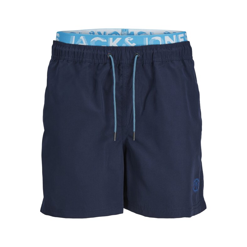 Jack & Jones Jack & Jones Men's Swim Shorts JPSTFIJI Double Waistband Plain Dark Blue/Neon Blue