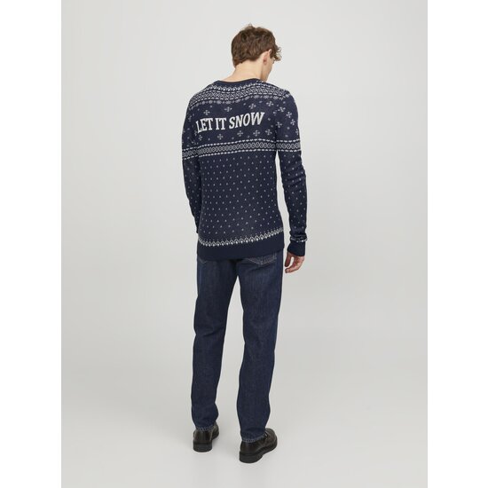 Jack & Jones Jack & Jones Kersttrui Heren Gebreid JORHOLLY Blauw