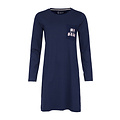 By Louise By Louise Ladies Nightshirt Long Sleeve Cotton Dark Blue Dotted