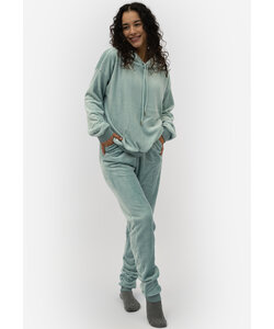 Apollo Ladies House Suit Loungewear Fleece Incl Hood Pastel Blue