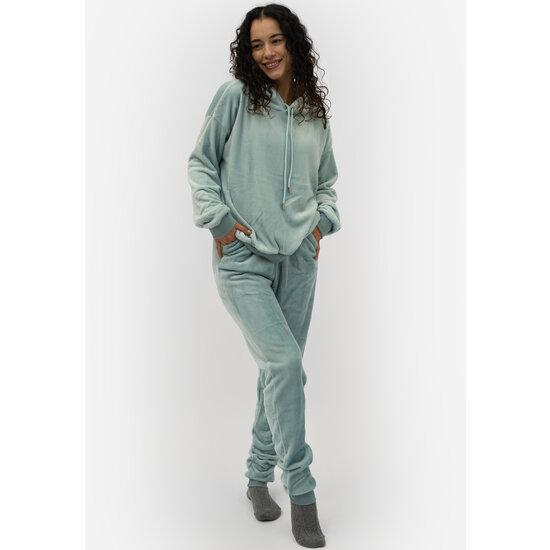 Apollo Apollo Dames Huispak Loungewear Fleece Incl Capuchon Pastel Blauw