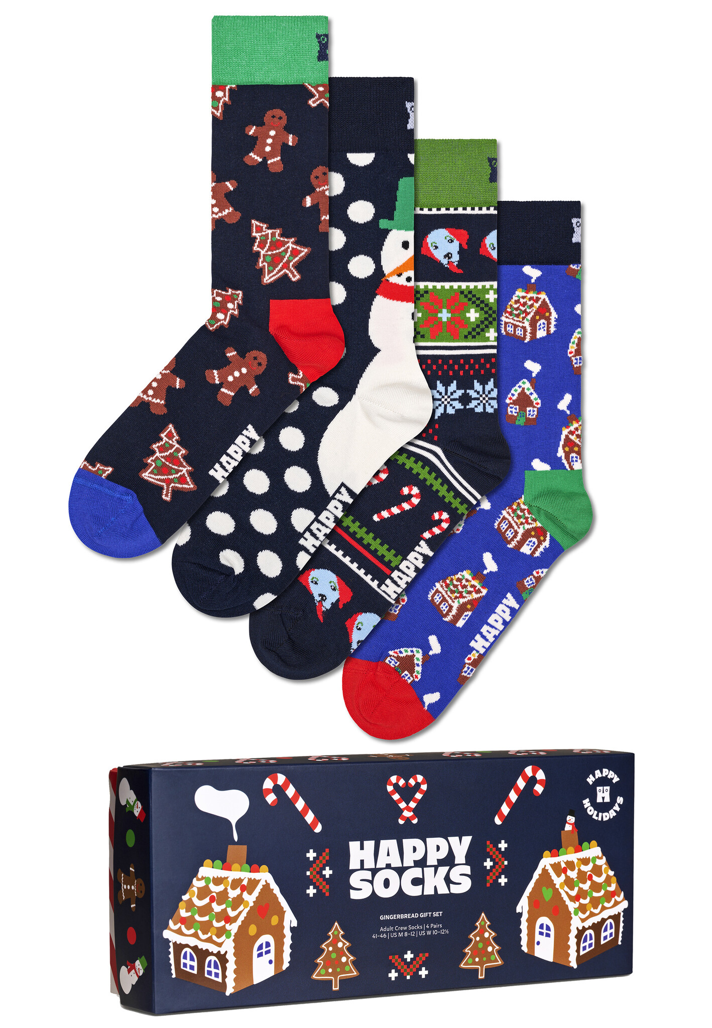 Happy Socks Happy Socks Dames Heren Sokken Gingerbread Giftbox Kerstsokken 4 Pack