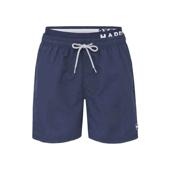 Happy Shorts Happy Shorts Mens Swim Shorts Double Waistband Solid Navy Blue