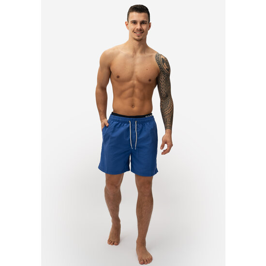 Happy Shorts Happy Shorts Mens Swim Shorts Double Waistband Solid Blue