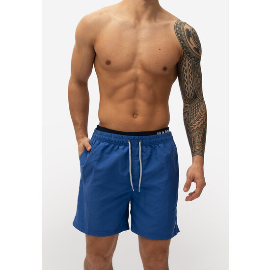 Happy Shorts Happy Shorts Mens Swim Shorts Double Waistband Solid Blue