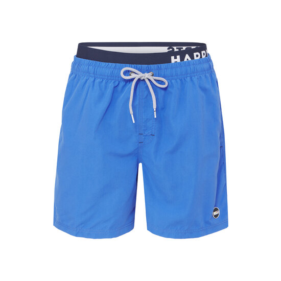 Happy Shorts Happy Shorts Mens Swim Shorts Double Waistband Solid Blue