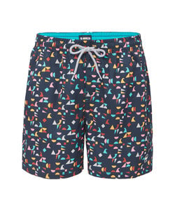 Happy Shorts Heren Zwemshort Geometrische Print Donkerblauw