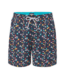 Happy Shorts Men's Swim Short Geometric Print Dark Blue