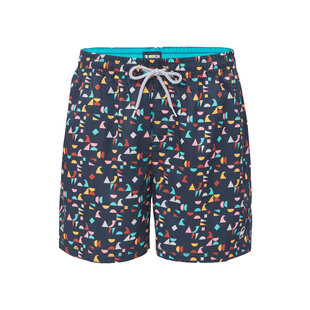 Happy Shorts Men's Swim Short Geometric Print Dark Blue