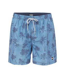 Happy Shorts Heren Zwemshort Palmboom Print Blauw