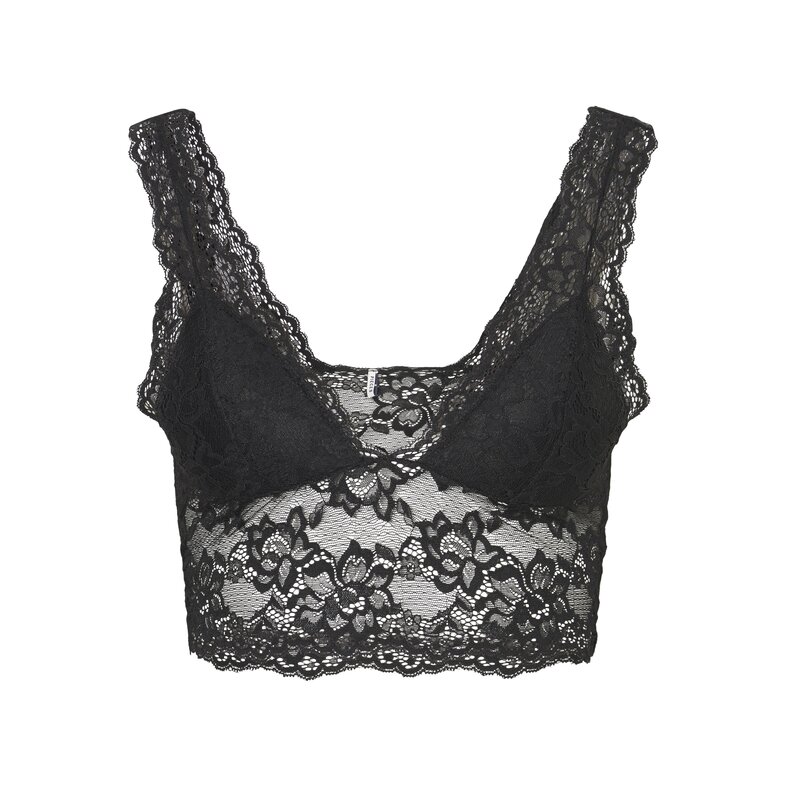 PIECES Pieces Ladies Bralette Bra Top Lace Microfiber Black