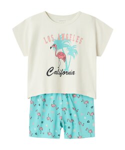 Name It Meisjes Korte Pyjama Set Shortama Flamingo