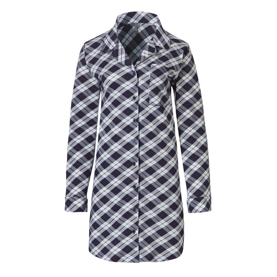 By Louise By Louise Ladies Nightshirt With Buttons Long Sleeve Checkered