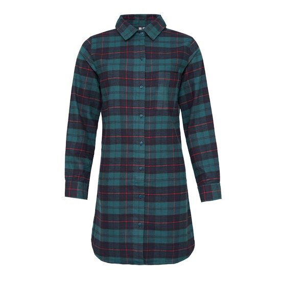 By Louise By Louise Dames Pyjama Nachthemd Flanel Geruit Groen