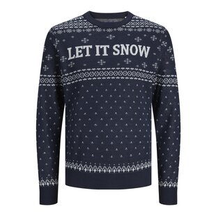 Jack & Jones Christmas Sweater Men's Knitted JORHOLLY Blue