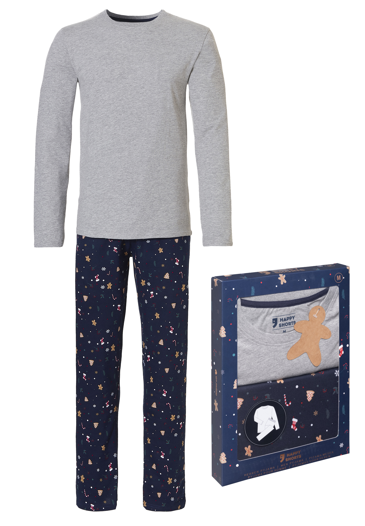 Happy Shorts Happy Shorts Heren Kerst Pyjama Set Shirt Pyjamabroek Giftbox
