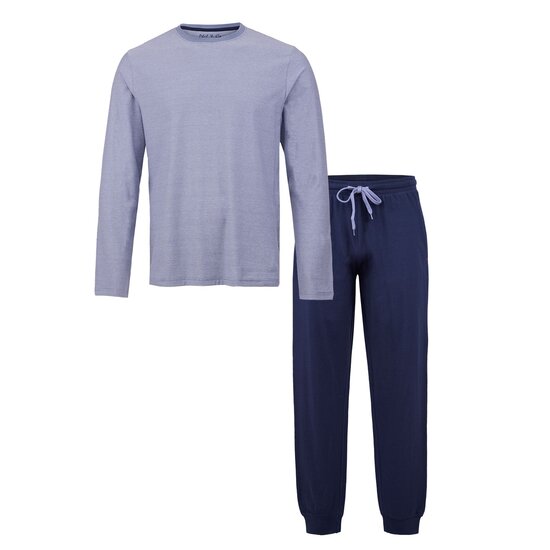 Phil & Co Phil & Co Long Men's Winter Pajama Set Cotton Thin Striped Gray/Blue