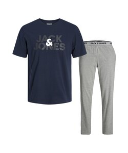 Jack & Jones Heren Pyjamaset JACULA Katoen Blauw/Grijs