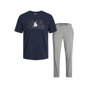 Jack & Jones Heren Pyjamaset JACULA Katoen Blauw/Grijs