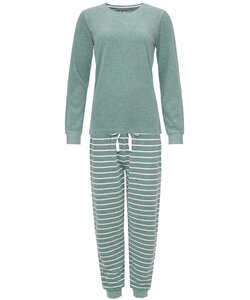 By Louise Dames Pyjama Set Lang Badstof Groen Effen