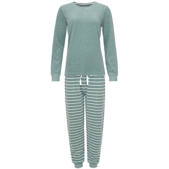 By Louise By Louise Ladies Pajama Set Long Terry Green Solid