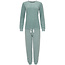 By Louise By Louise Dames Pyjama Set Lang Badstof Groen Effen