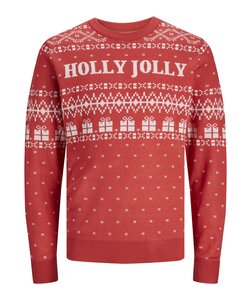 Jack & Jones Christmas Sweater Men's Knitted JORHOLLY Red