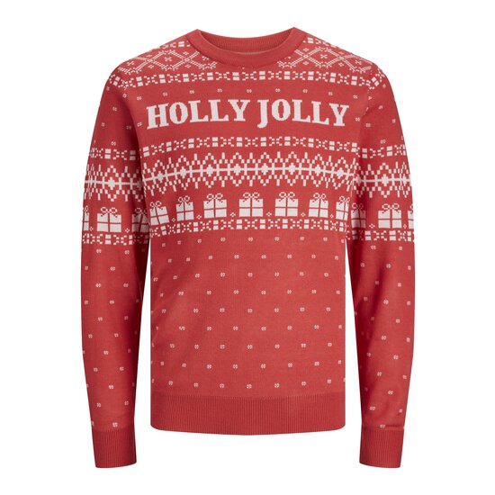 Jack & Jones Jack & Jones Christmas Sweater Men's Knitted JORHOLLY Red