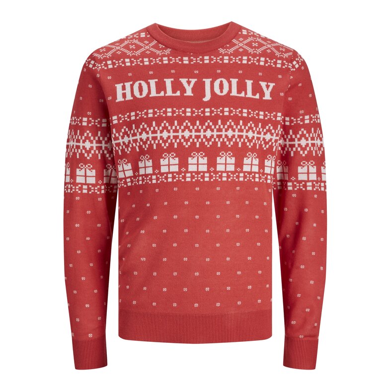 Jack & Jones Jack & Jones Kersttrui Heren Gebreid JORHOLLY Rood