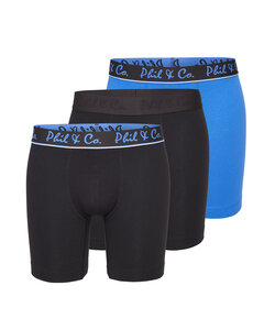 Phil & Co Boxershorts Heren Met Lange Pijpen Boxer Briefs 3-Pack Zwart / Blauw