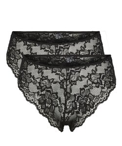 Pieces Ladies Slip V-Shape PCLINA Lace Black 2-Pack