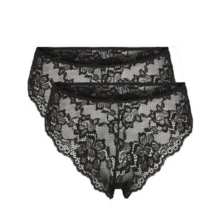 Pieces Ladies Slip V-Shape PCLINA Lace Black 2-Pack