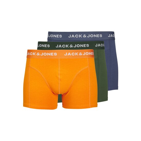 Jack & Jones Jack & Jones Heren Boxershorts Trunks JACKEX Oranje/Groen/Blauw 3-Pack