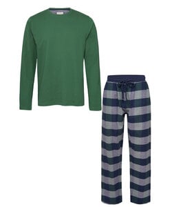 Phil & Co Lange Heren Pyjama Set Met Flanellen Pyjamabroek Groen