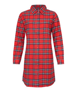 By Louise Ladies Pyjama Nightshirt Flannel Checkered Red