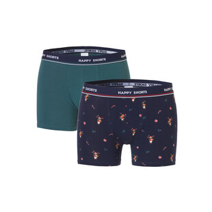 Happy Shorts Christmas Boxer Shorts 2-Pack Men's Cool Rudolph