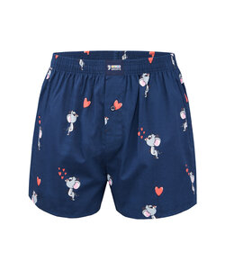 Happy Shorts Wide Boxer Shorts Men Mouse With Hearts Blue