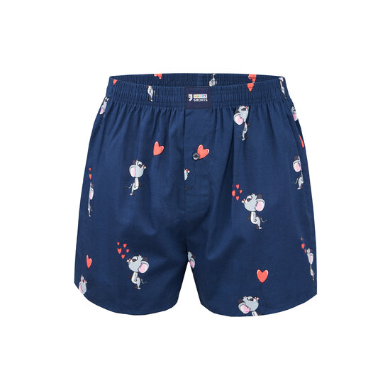 Happy Shorts Happy Shorts Wijde Boxershort Heren Muis Met Hartjes Blauw