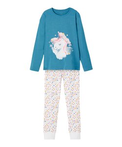 Name It Meisjes Pyjama Lang Unicorn Blauw