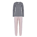 By Louise By Louise Dames Pyjama Set Lang Katoen Grijs / Roze