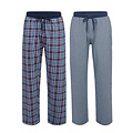 Phil & Co Phil & Co Heren Pyjamabroek Lang Katoen Geruit/Gestreept 2-Pack