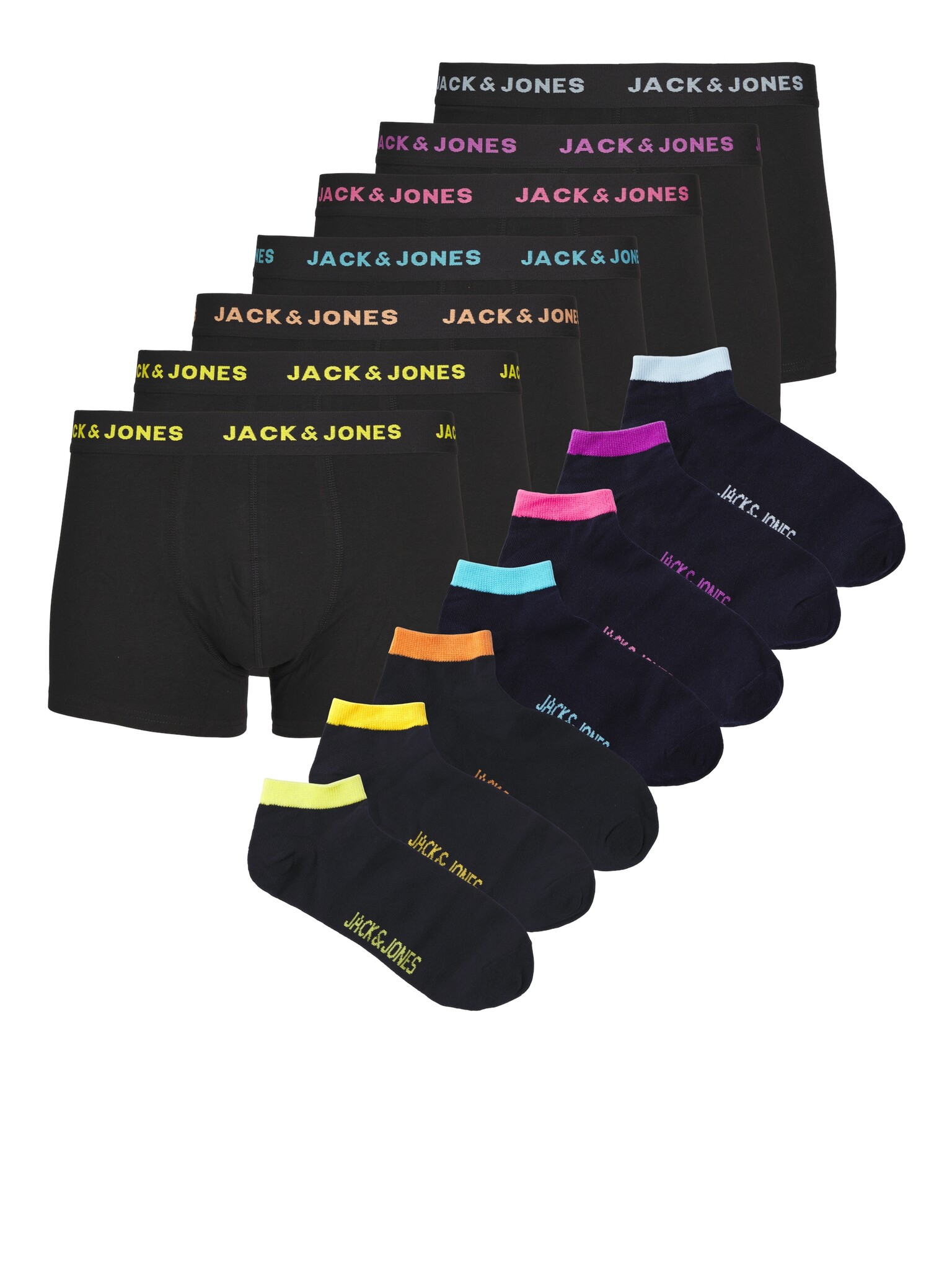 Jack Jones Jack Jones Heren Boxershorts Trunks Sokken JACCHRIS TRAVELKIT Giftbox Zwart Navy Blazer 7 Pack