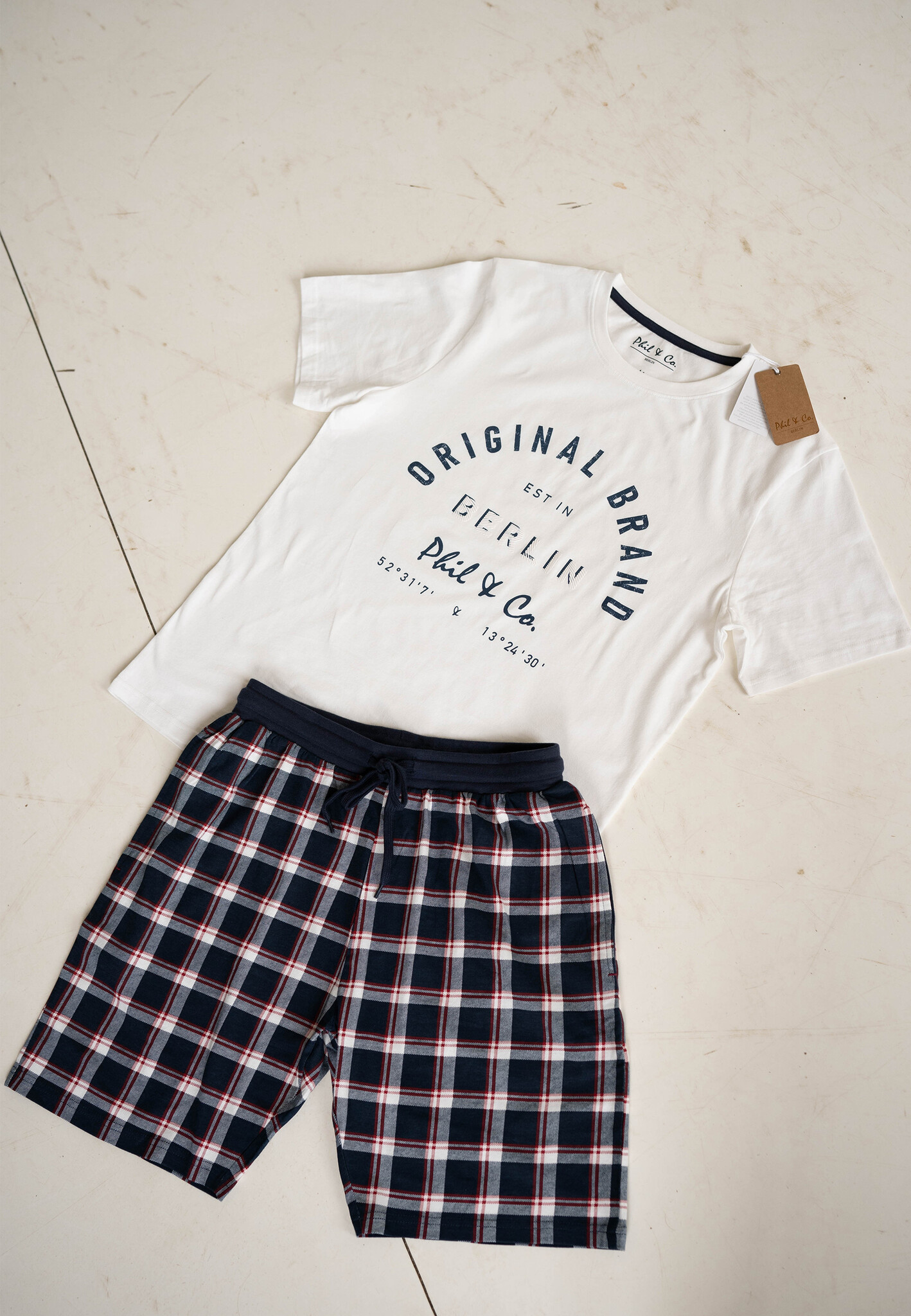 Heren Pyjama Katoen-modal Heren Shorty Set Met Knopen 'geometric