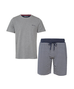 Phil & Co Heren Shortama Korte Pyjama Katoen Grijs