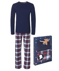 Happy Shorts Heren Kerst Flanel Pyjama Set Shirt + Pyjamabroek Geruit Giftbox