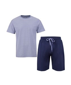 Phil & Co Shortama Heren Korte Pyjama Katoen Grijs/Blauw