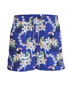 Jack & Jones Heren Zwemshorts JPSTFIJI AOP Blauw Tropisch Paradijs Print