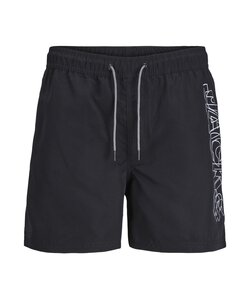 Jack & Jones Plus Size Heren Zwemshort JPSTFIJI Double Logo Zwart